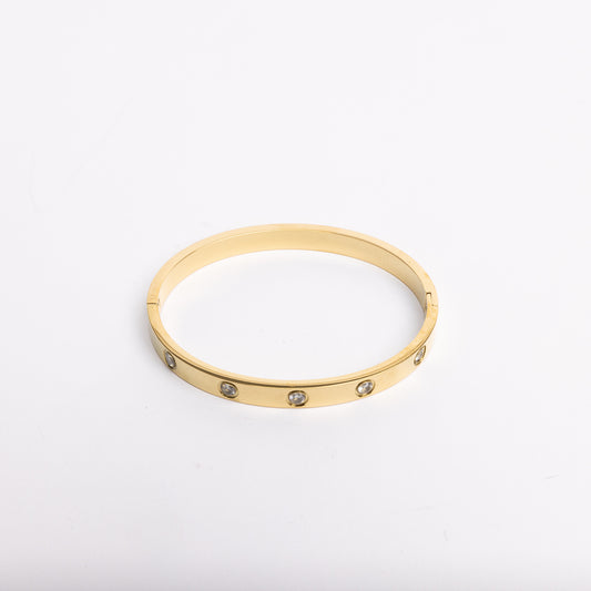 Gold Bangle with Diamond Bracelet