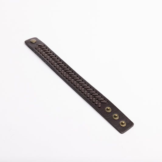 Brown Leather Weaved Bracelet