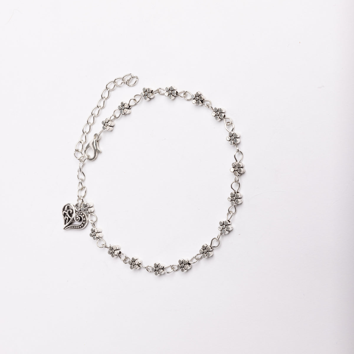 Heart + Floral Anklet